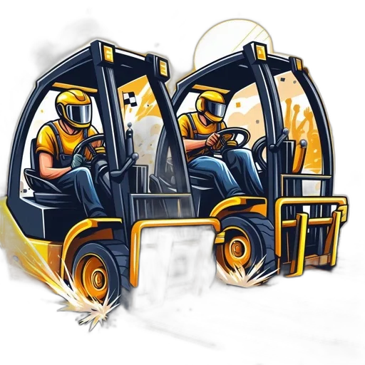 furniture, robot, concept art, pixel art, 3d render, cartoon, two, forklift transparent PNG cut-out