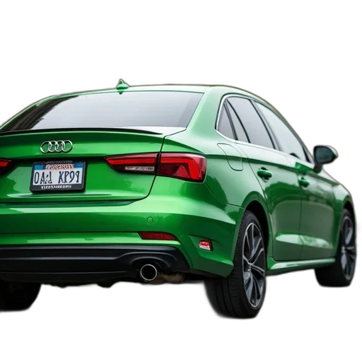 car, photorealistic, green, sedan, visible, california, license, plate transparent PNG cut-out