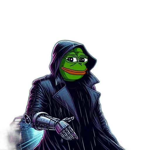 jacket, weapon, cyberpunk, cityscape, during, rainfall, figure, resembling transparent PNG cut-out