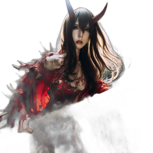 dragon, mask, fantasy art, concept art, photorealistic, anime, red, dark transparent PNG cut-out