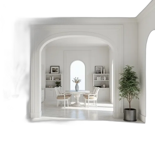 furniture, building, 3d render, photorealistic, concept art, fog, monochrome, earth tones transparent PNG cut-out