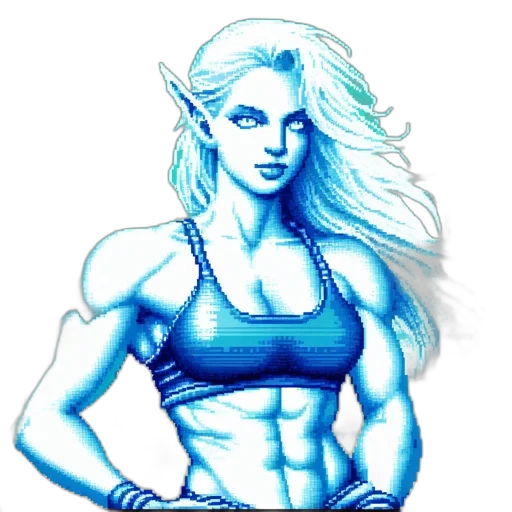 fantasy art, pencil sketch, comic book art, pixel art, blue, pixel, art, features transparent PNG cut-out