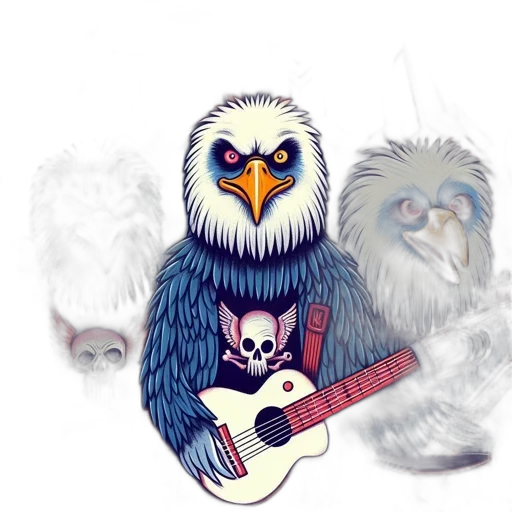 concept art, watercolor, pixel art, fantasy art, three, bald, eagles, play transparent PNG cut-out