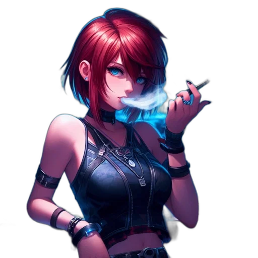 staff, weapon, jacket, sword, cyberpunk, concept art, fantasy art, anime transparent PNG cut-out