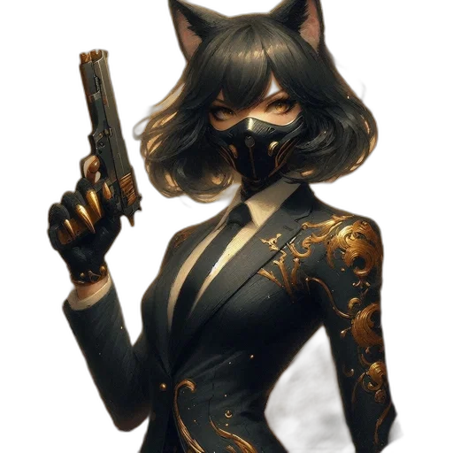mask, weapon, staff, animal, concept art, fantasy art, comic book art, cyberpunk transparent PNG cut-out