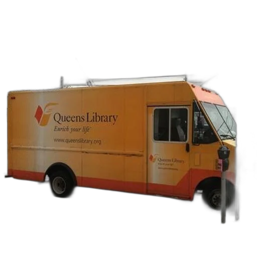 staff, weapon, queens, library, truck, parked, street transparent PNG cut-out