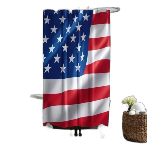 furniture, bathroom, shower, curtain, featuring, large, american, flag transparent PNG cut-out