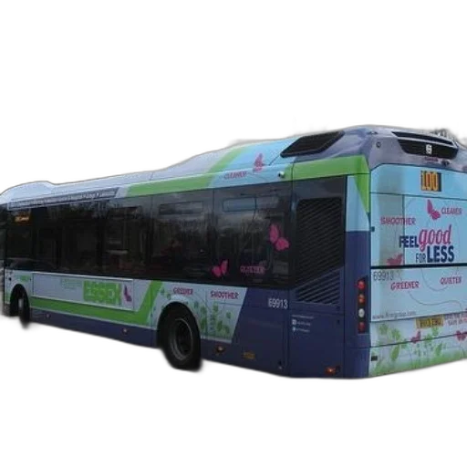 3d render, blue, green, bus, word, good, side, driving transparent PNG cut-out