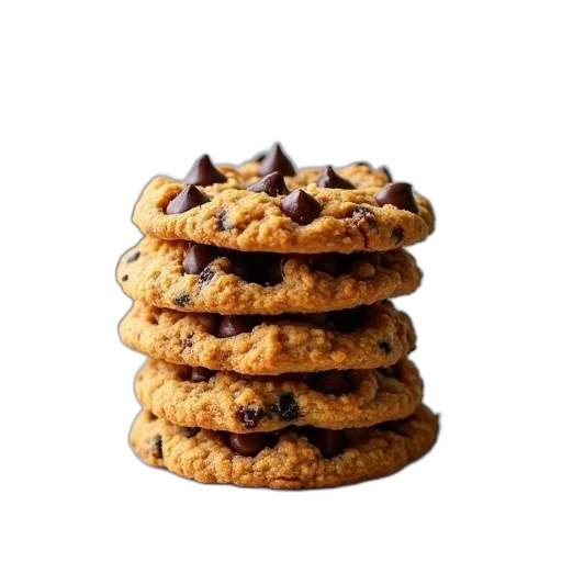 food, crown, photorealistic, 3d render, stack, chocolate, chip, oatmeal transparent PNG cut-out