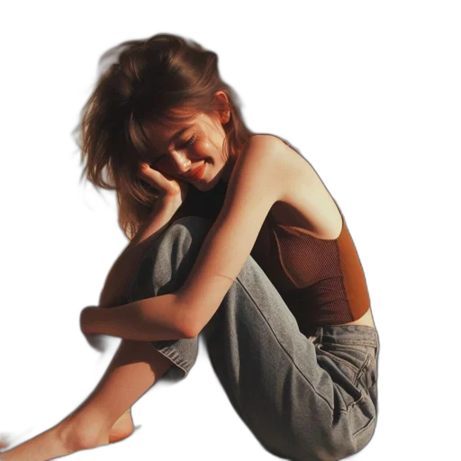 face, photorealistic, oil painting, 3d render, concept art, young, woman, relaxes transparent PNG cut-out