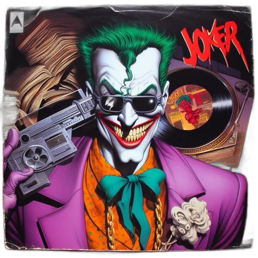 weapon, comic book art, concept art, artistic, portrayal, joker, character, featuring transparent PNG cut-out