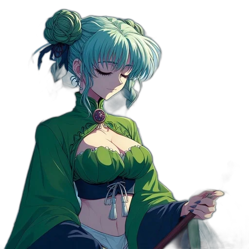 staff, dress, flower, jewelry, anime, concept art, fantasy art, pixel art transparent PNG cut-out