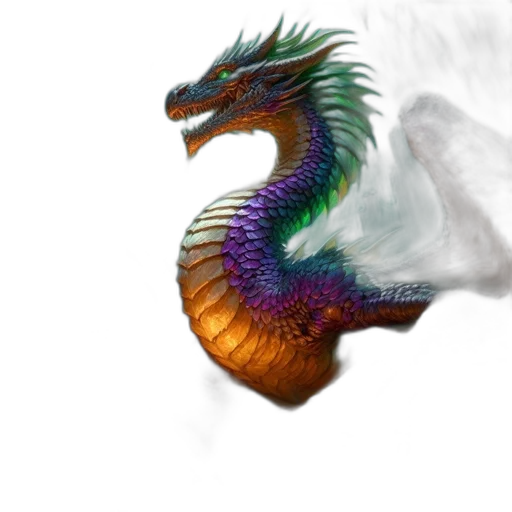 dragon, creature, animal, hair, fantasy art, concept art, photorealistic, 3d render transparent PNG cut-out