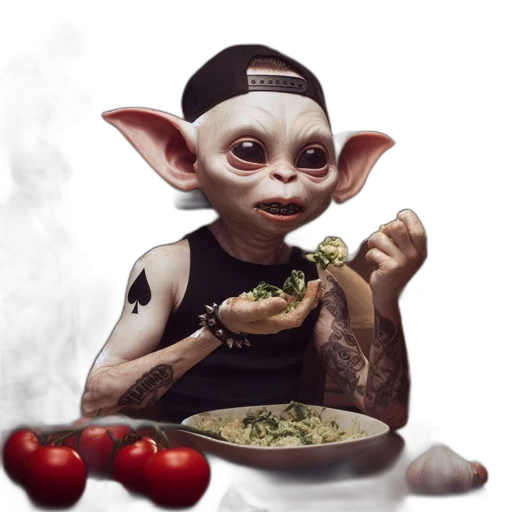 food, creature, photorealistic, concept art, 3d render, fantasy art, goblinoid, figure transparent PNG cut-out