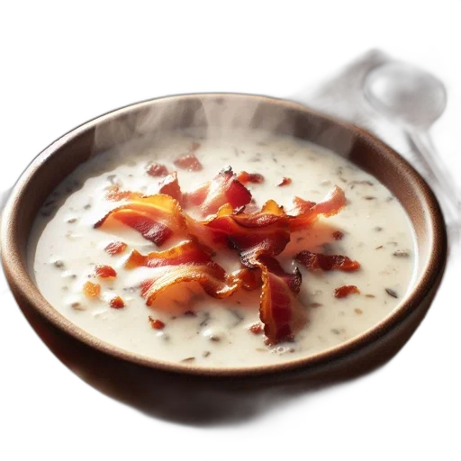 food, steamy, bowl, creamy, soup, adorned, crisp, bacon transparent PNG cut-out