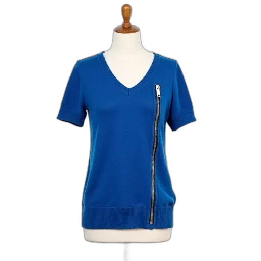 dress, staff, blue, knitted, top, zipper, detail, displayed transparent PNG cut-out