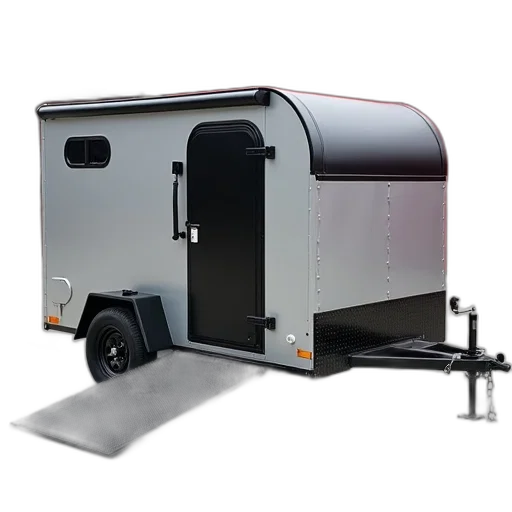 robot, furniture, 3d render, silver, trailer, black, roof, door transparent PNG cut-out