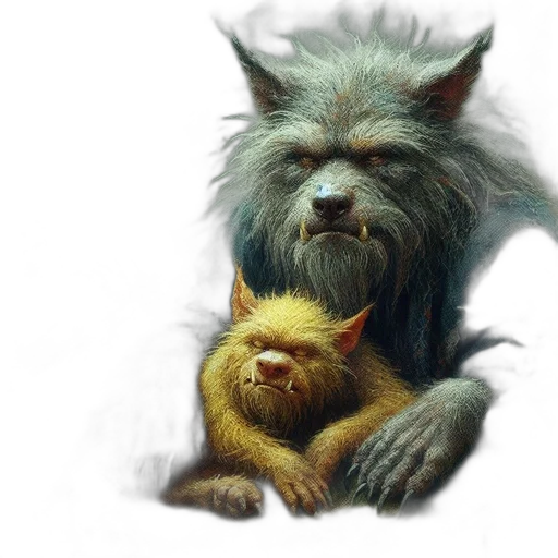 creature, animal, photorealistic, concept art, fantasy art, oil painting, two, fantastic transparent PNG cut-out