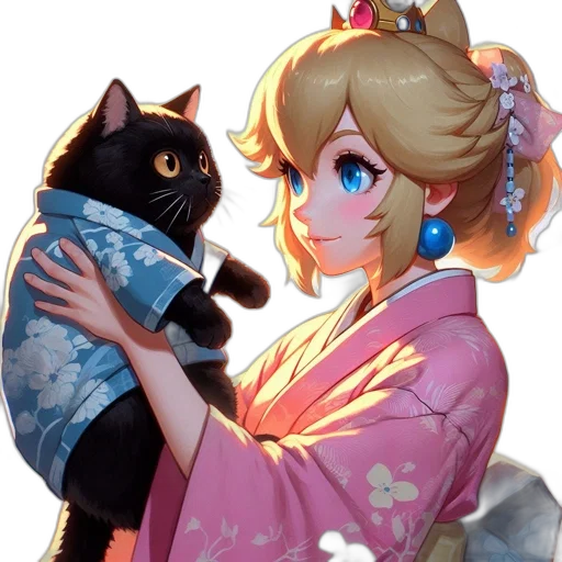 dress, staff, animal, anime, concept art, pixel art, fantasy art, monochrome transparent PNG cut-out