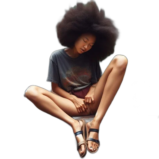 hair, shoes, dress, face, photorealistic, oil painting, concept art, watercolor transparent PNG cut-out