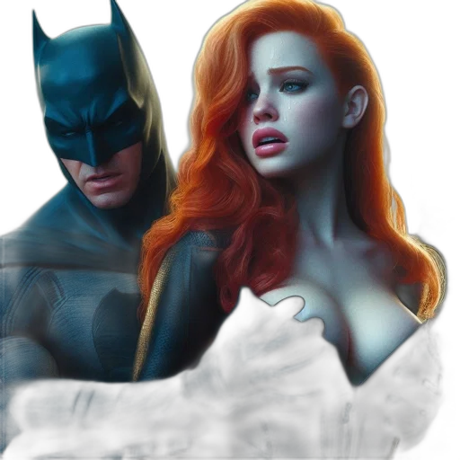 comic book art, concept art, photorealistic, fantasy art, monochrome, three, characters, appear transparent PNG cut-out