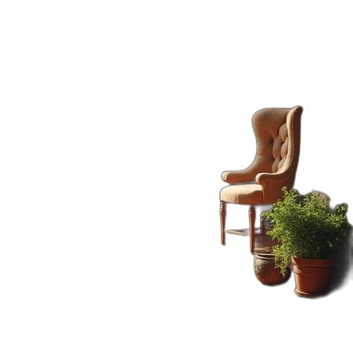 furniture, staff, robot, crown, 3d render, photorealistic, concept art, forest transparent PNG cut-out