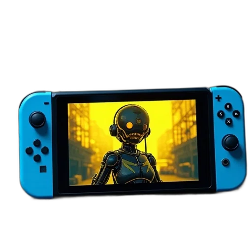 robot, mask, weapon, concept art, 3d render, pixel art, blue, nintendo transparent PNG cut-out