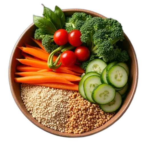 food, bowl, contains, some, vegetables, wheat, grains transparent PNG cut-out