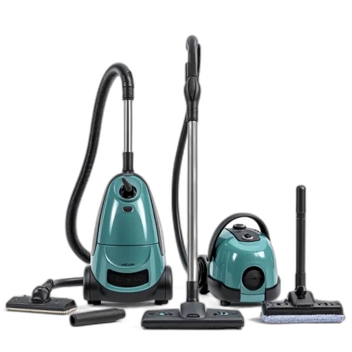 collection, various, cleaning, tools, appliances, displayed, white, background transparent PNG cut-out