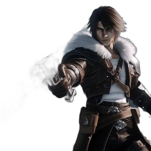 jacket, weapon, sword, concept art, fantasy art, 3d render, man, stands transparent PNG cut-out