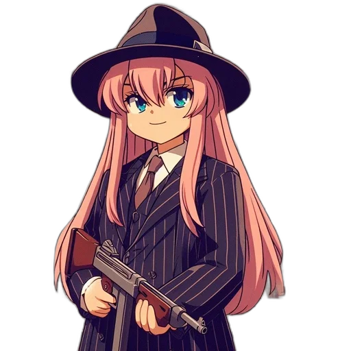 weapon, staff, hat, jacket, anime, cartoon, pixel art, concept art transparent PNG cut-out