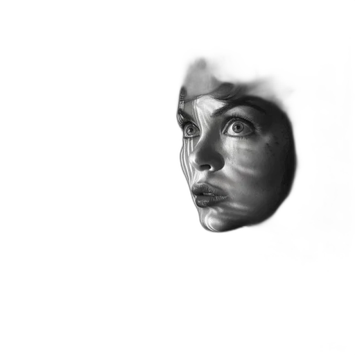 face, mask, robot, creature, photorealistic, 3d render, concept art, pencil sketch transparent PNG cut-out
