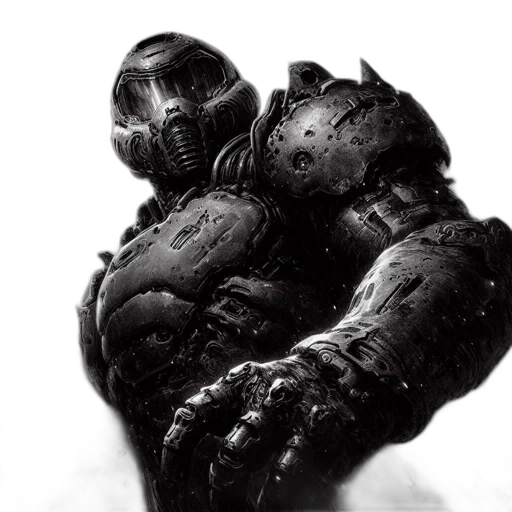 robot, mask, creature, weapon, concept art, 3d render, photorealistic, comic book art transparent PNG cut-out