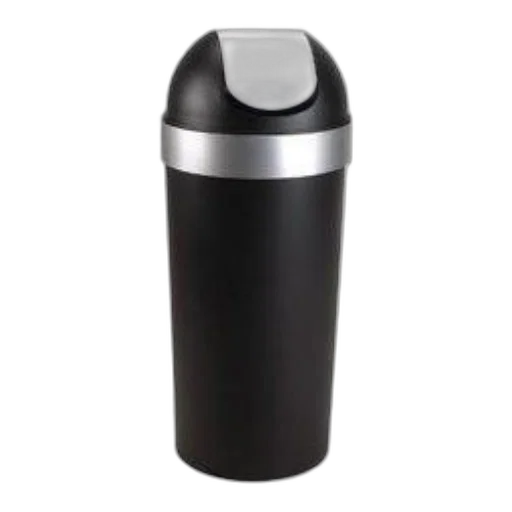 bottle, robot, 3d render, sleek, black, trash, can, silver transparent PNG cut-out