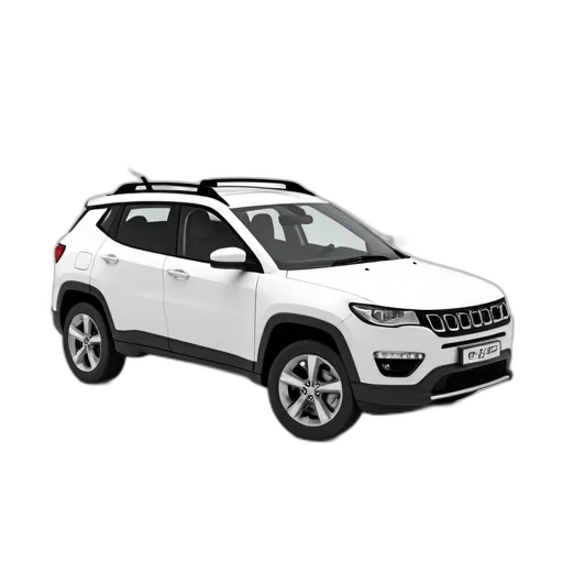 car, 3d render, white, compact, suv, black, roof, rack transparent PNG cut-out