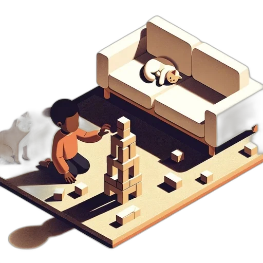 furniture, animal, pixel art, concept art, 3d render, fantasy art, fire, forest transparent PNG cut-out
