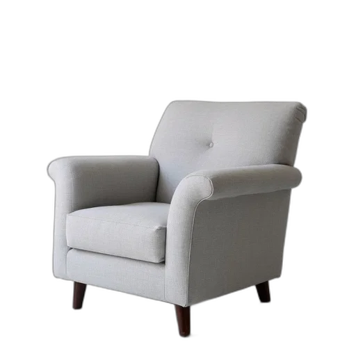 furniture, crown, 3d render, plain, light, grey, fabric, chair transparent PNG cut-out