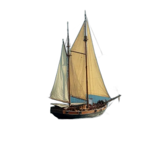 3d render, photorealistic, concept art, oil painting, underwater, traditional, wooden, sailboat transparent PNG cut-out