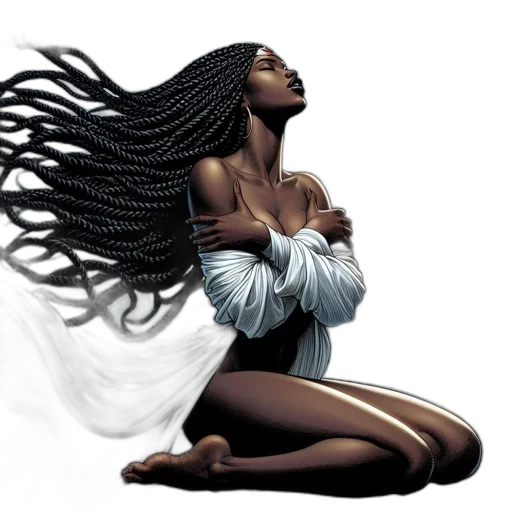 concept art, comic book art, fantasy art, photorealistic, woman, intricately, braided, hair transparent PNG cut-out