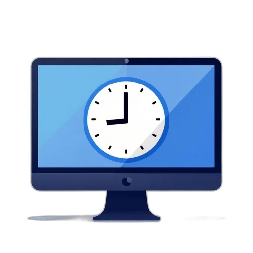 3d render, stylized, illustration, computer, monitor, blue, screen, displaying transparent PNG cut-out