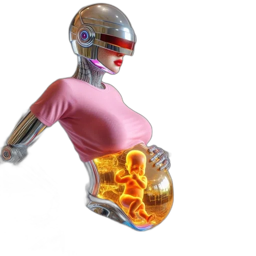 robot, 3d render, concept art, metallic, wearing, pink, shirt, visor transparent PNG cut-out