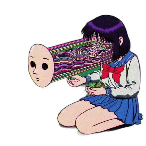 mask, robot, creature, weapon, vaporwave, anime, cyberpunk, pixel art transparent PNG cut-out