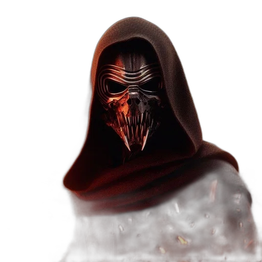 mask, face, creature, staff, concept art, fantasy art, photorealistic, 3d render transparent PNG cut-out