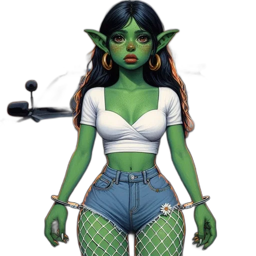 staff, concept art, fantasy art, comic book art, pixel art, green, elvish-like, character transparent PNG cut-out