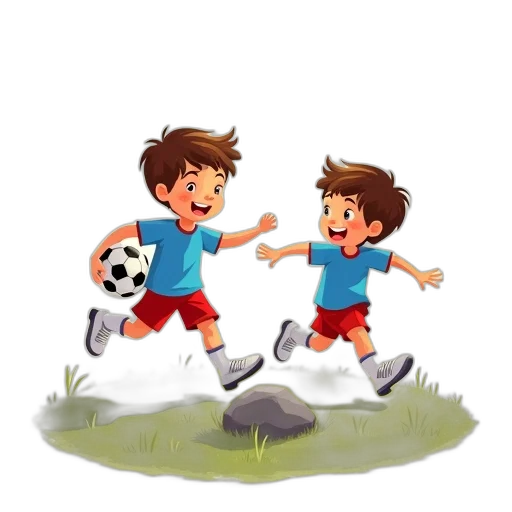 concept art, cartoon, 3d render, photorealistic, forest, image, two, children transparent PNG cut-out