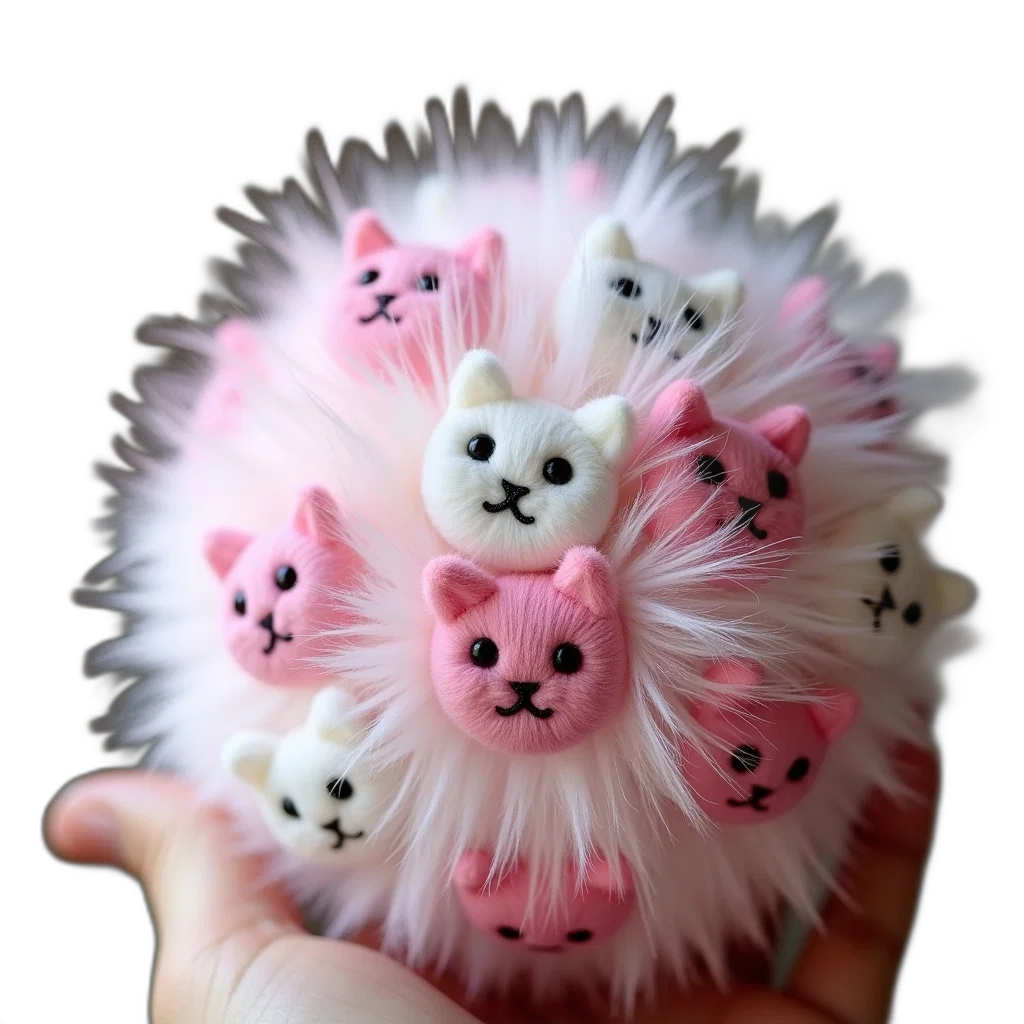 creature, animal, flower, weapon, 3d render, photorealistic, fluffy, pink transparent PNG cut-out