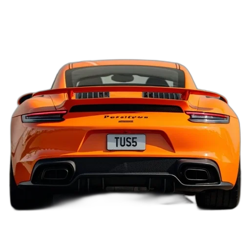 car, photorealistic, 3d render, close-up, rear, bright, orange, sports transparent PNG cut-out