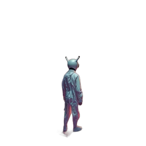 creature, jacket, robot, animal, pixel art, concept art, vaporwave, 3d render transparent PNG cut-out