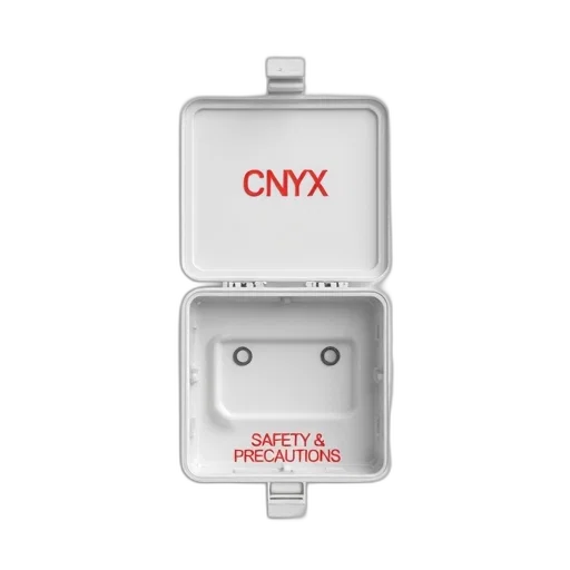 white, plastic, box, transparent, lid, featuring, red, cnyx transparent PNG cut-out
