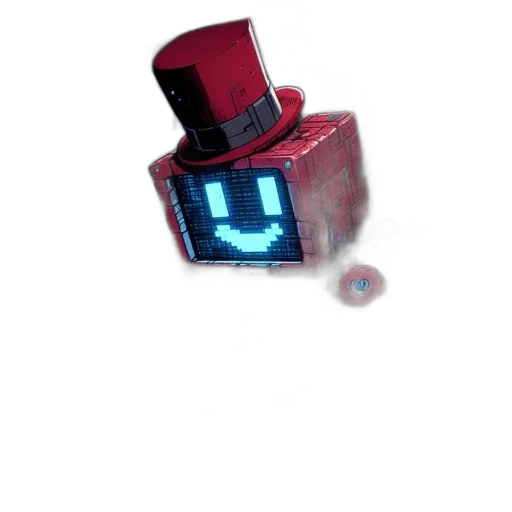 robot, hat, mask, bottle, pixel art, 3d render, cyberpunk, concept art transparent PNG cut-out